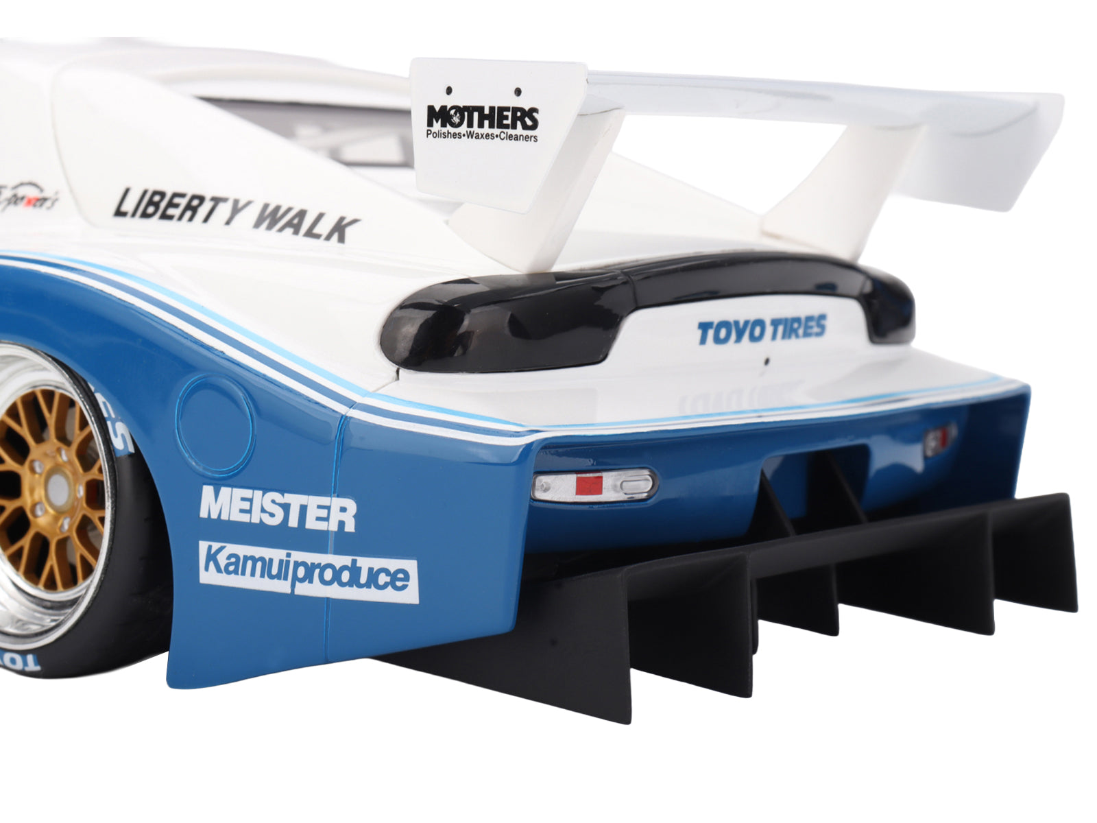Mazda RX-7 LB-Super Silhouette RHD (Right Hand Drive) #1 Jeremy Barnes - Pete Halsmer "IMSA" White and Blue 1/18 Model Car by Top Speed