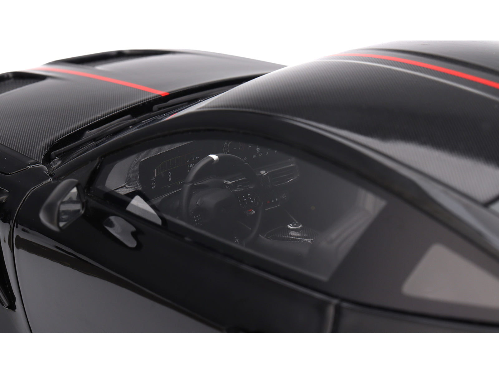 Ford Mustang GTD Shadow Black with Red Stripe 1/18 Model Car by Top Speed
