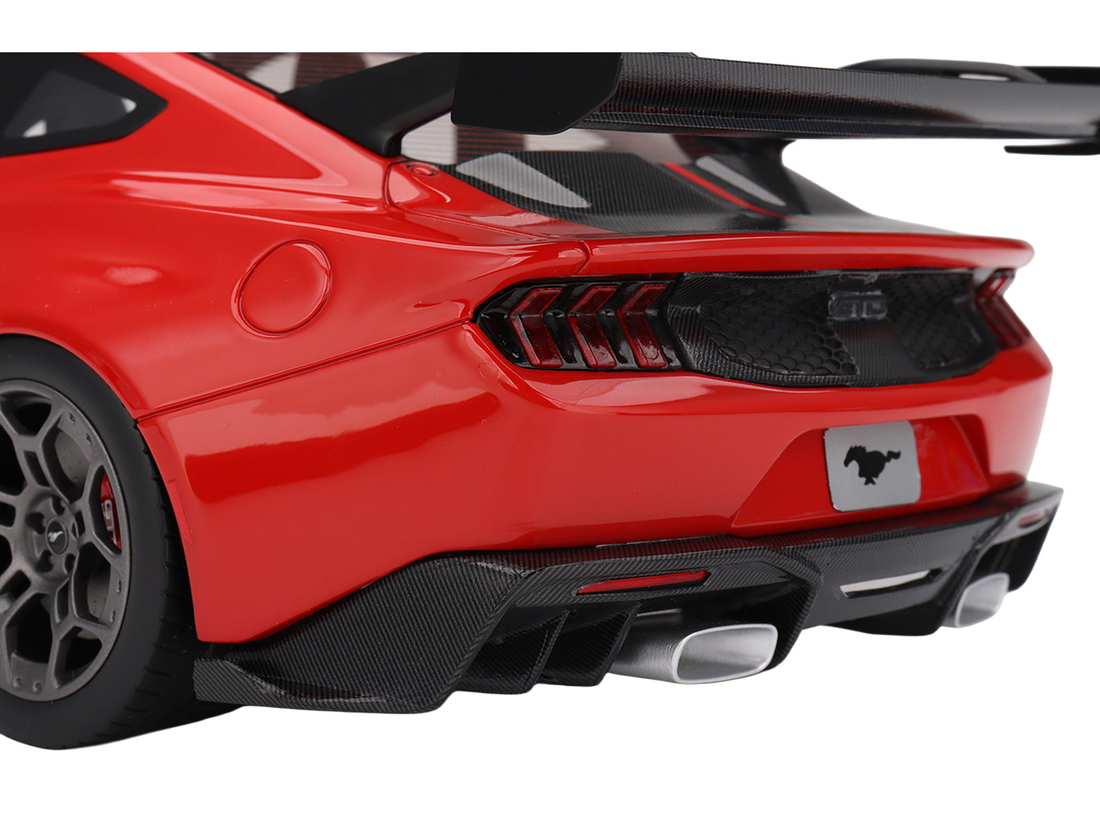 Ford Mustang GTD Race Red and Carbon Fiber with Red Stripe 1/18 Model Car by Top Speed