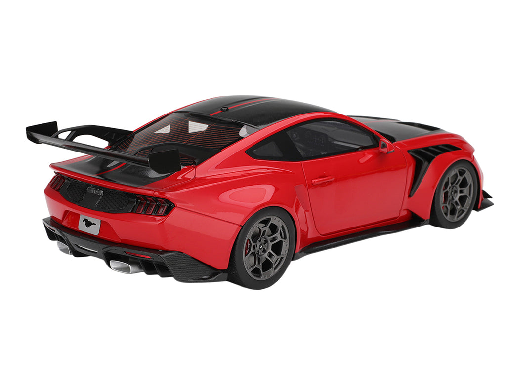 Ford Mustang GTD Race Red and Carbon Fiber with Red Stripe 1/18 Model Car by Top Speed