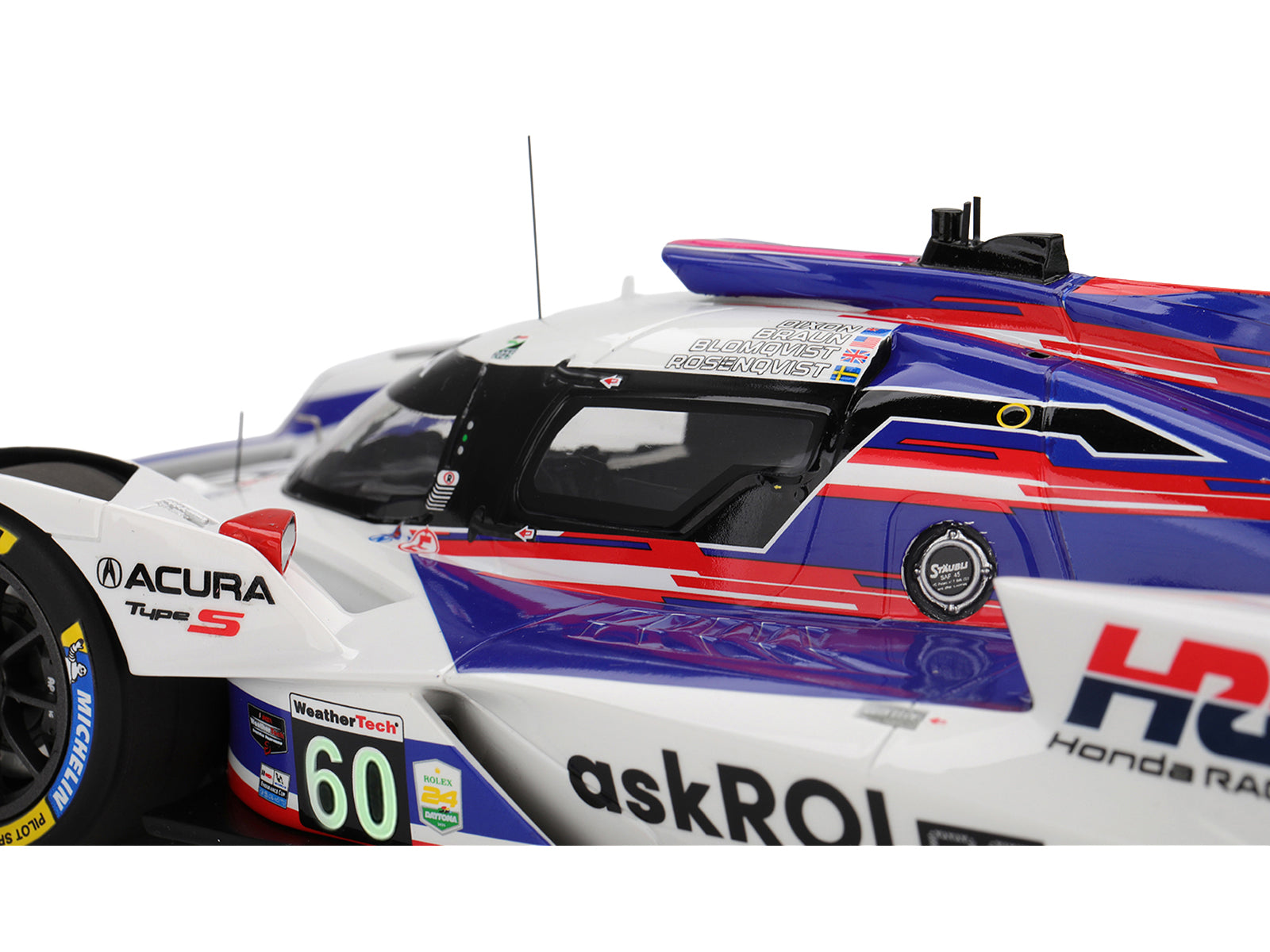 Acura ARX-06 GTP #60 Tom Blomqvist - Colin Braun - Scott Dixon - Felix Rosenqvist "Acura Meyer Shank Racing with Curb-Agajanian" 2nd Place IMSA "24 Hours of Daytona" (2025) 1/18 Model Car by Top Speed - image 2