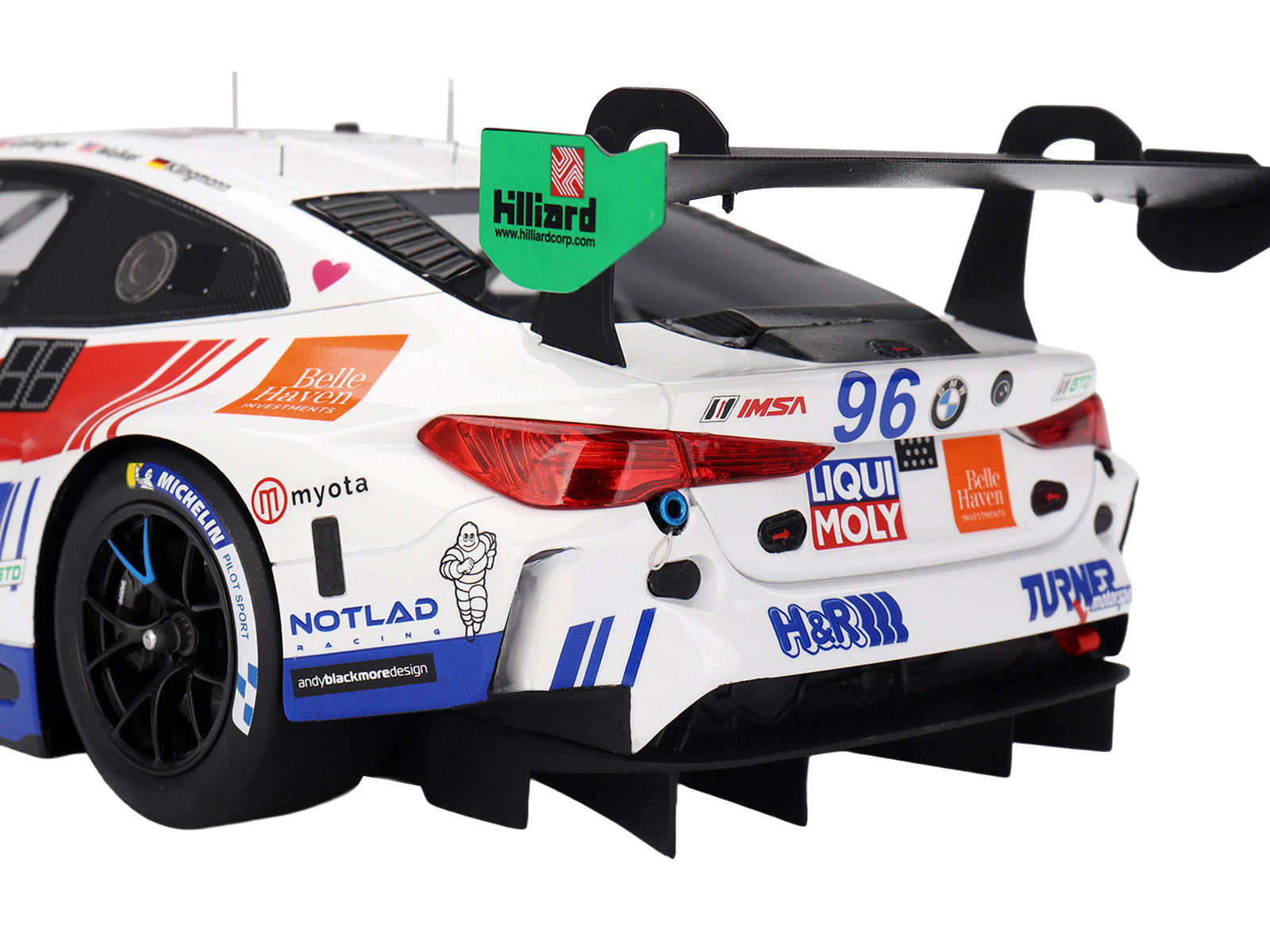 BMW M4 GT3 EVO #96 Robby Foley - Patrick Gallagher - Jens Klingmann - Jake Walker "Turner Motorsport" IMSA "Hours of Daytona" (2025) 1/18 Model Car by Top Speed - image 4