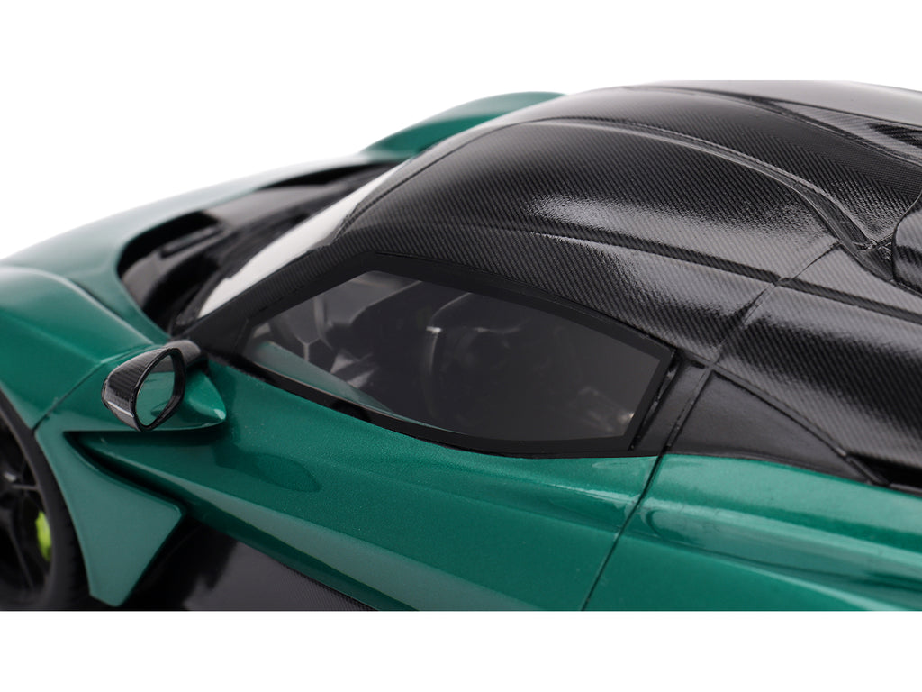Aston Martin Valhalla Podium Green Metallic with Carbon Top 1/18 Model Car by Top Speed