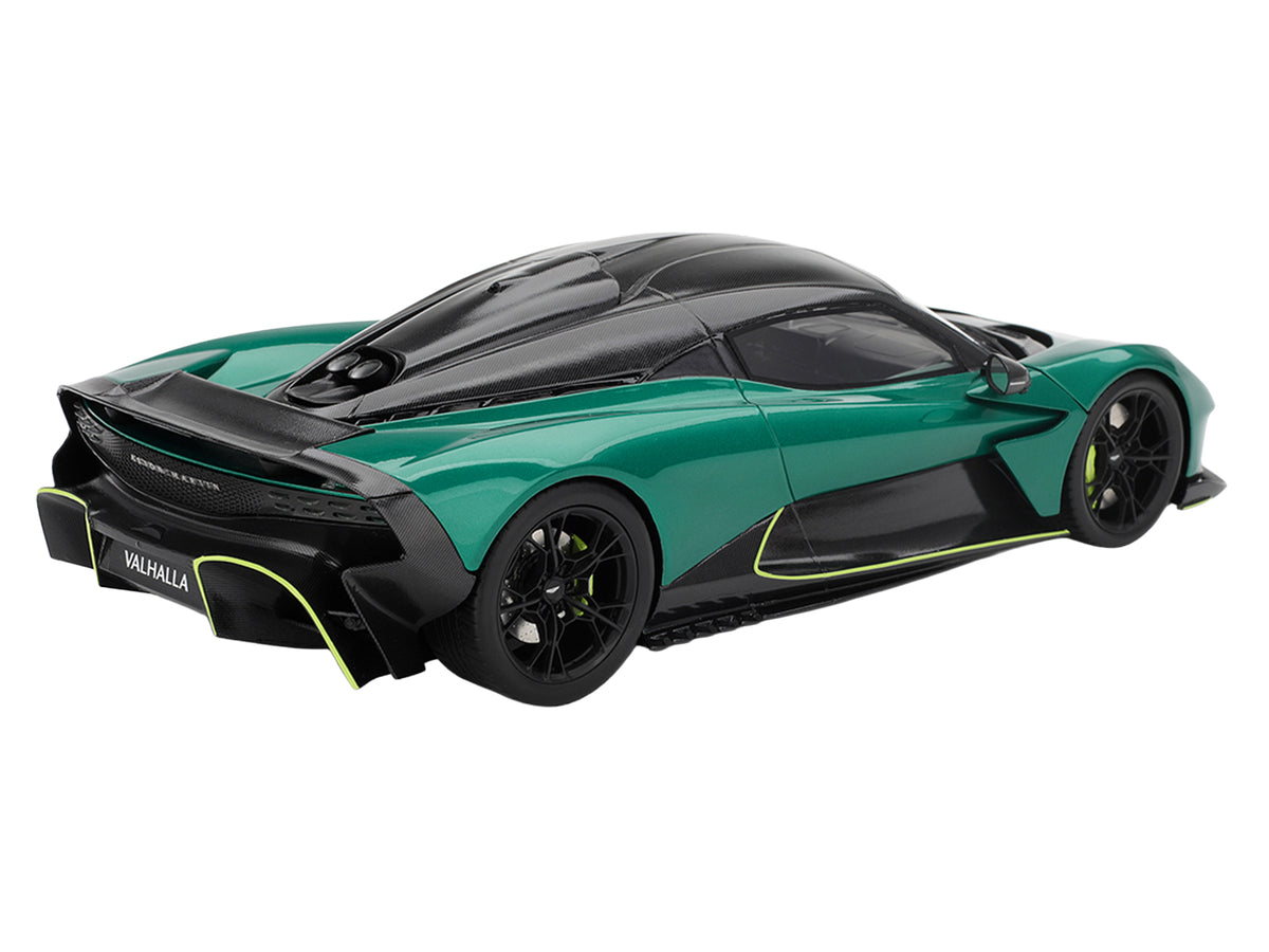 Aston Martin Valhalla Podium Green Metallic with Carbon Top 1/18 Model Car by Top Speed