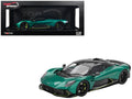 Aston Martin Valhalla Podium Green Metallic with Carbon Top 1/18 Model Car by Top Speed