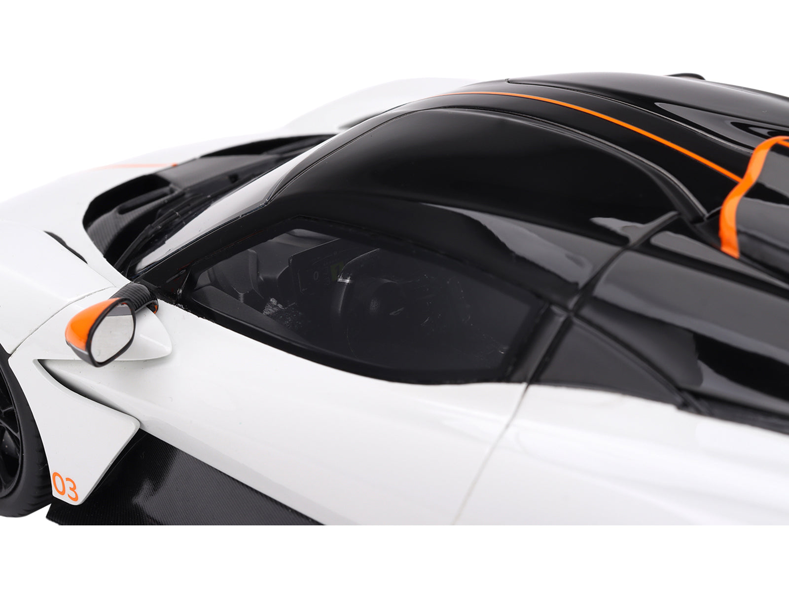 Aston Martin Valhalla Lunar White with Black Top and Orange Accents 1/18 Model Car by Top Speed