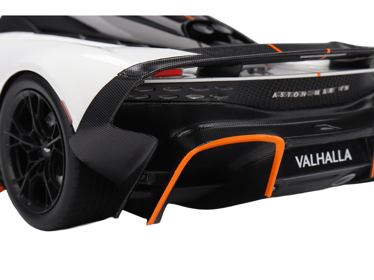 Aston Martin Valhalla Lunar White with Black Top and Orange Accents 1/18 Model Car by Top Speed