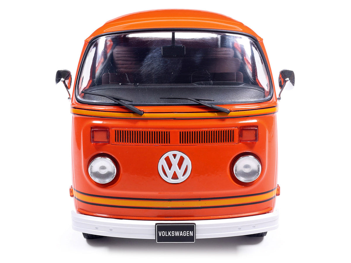 1978 Volkswagen Type 2 Bus Elektrotransporter Orange with Yellow Stripes 1/18 Diecast Model by IXO Models - image 4