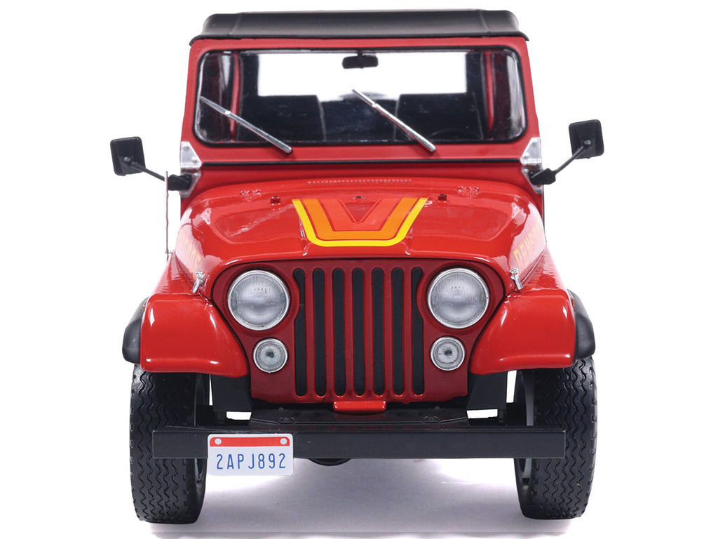 1983 Jeep Renegade Red with Stripes and Black Top 1/24 Diecast Model by IXO Models - image 3