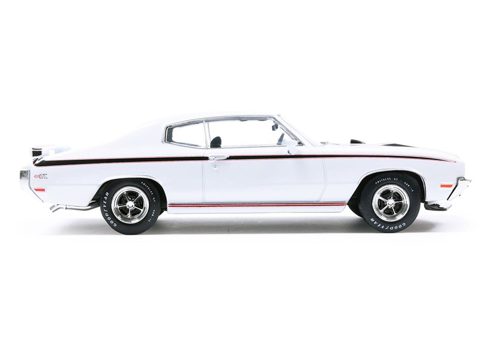 1970 Buick GSX Apollo White with Black and Red Stripes 1/43 Diecast Model by IXO Models - image 2