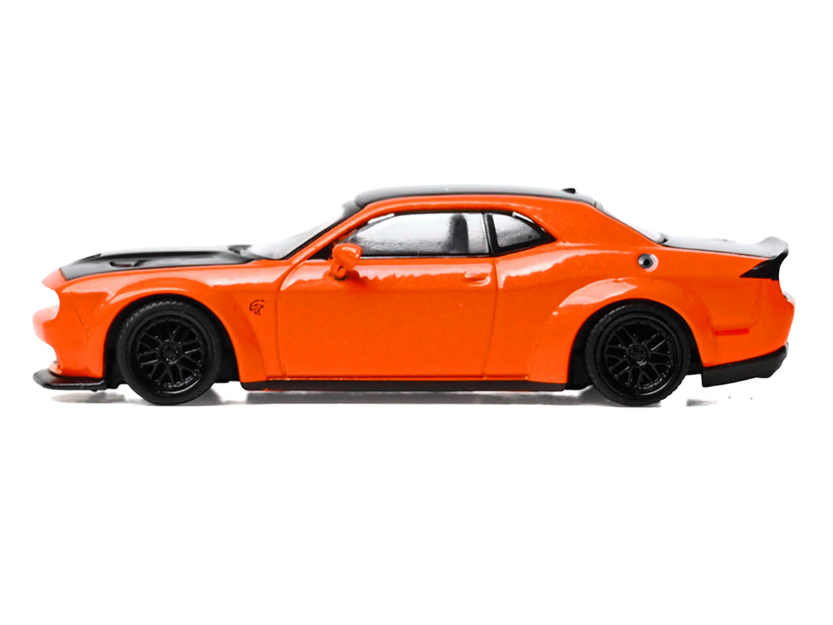 2018 Dodge Challenger SRT Hellcat Go Mango Orange with Matt Black Hood and Top 1/64 Diecast Model Car by IXO Models - image 2