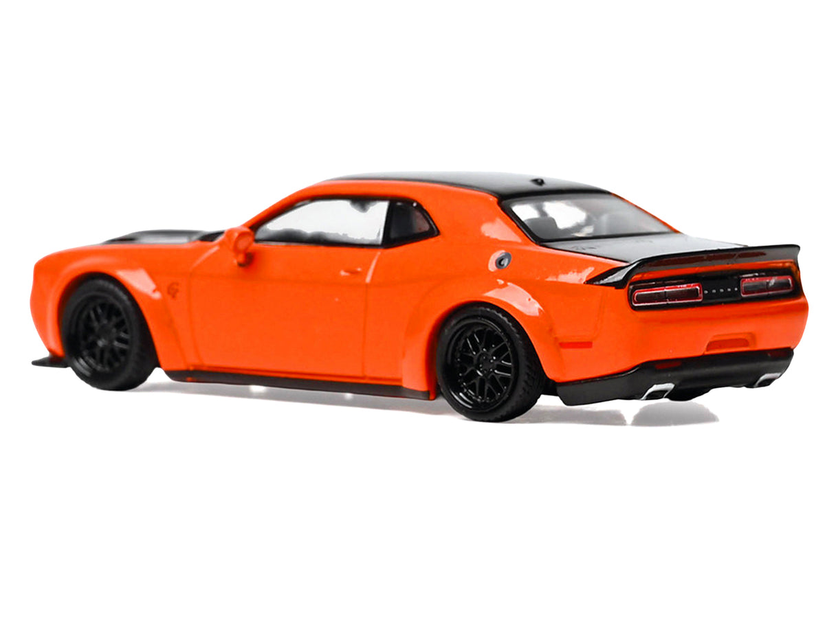 2018 Dodge Challenger SRT Hellcat Go Mango Orange with Matt Black Hood and Top 1/64 Diecast Model Car by IXO Models - image 3
