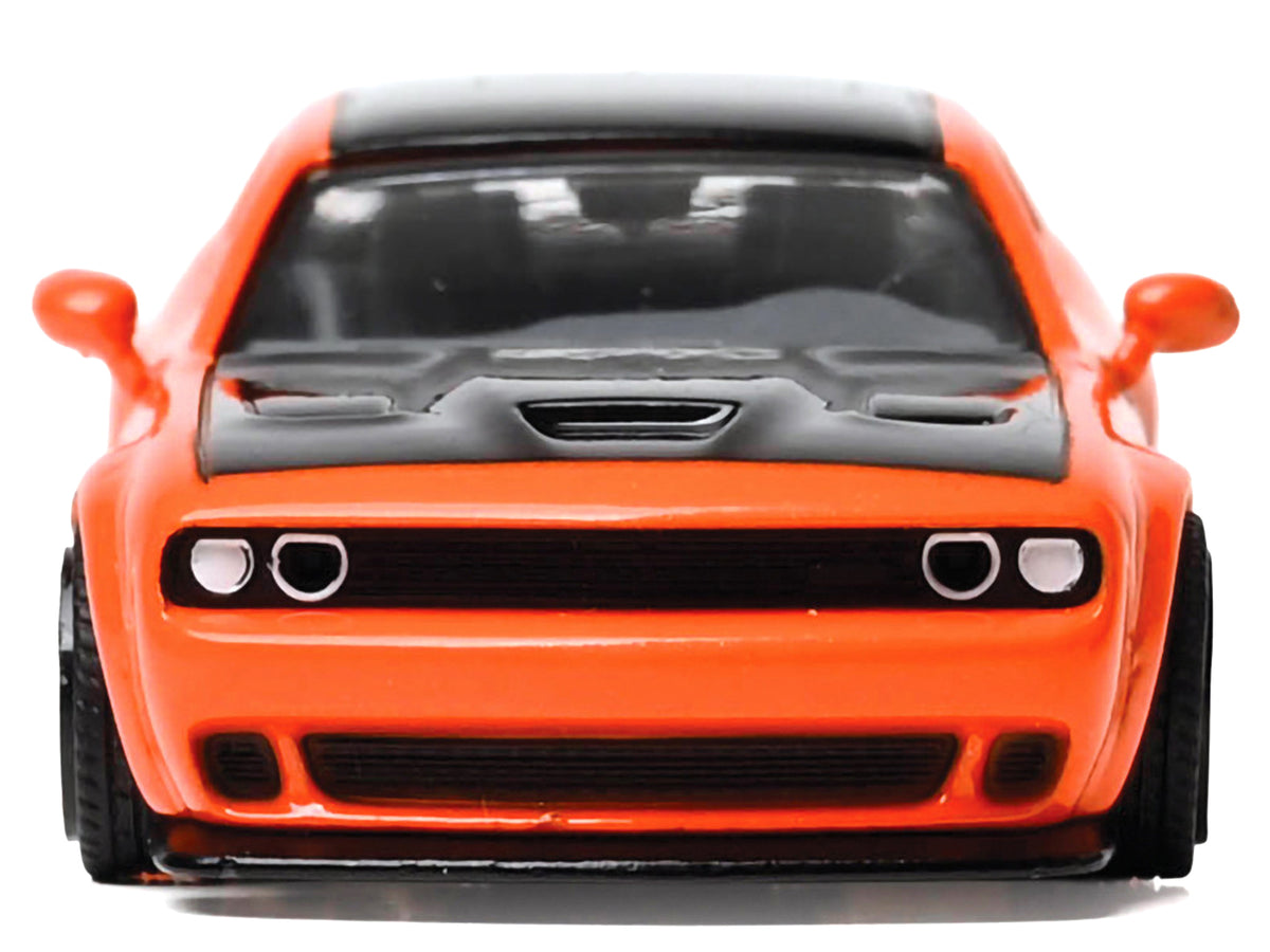 2018 Dodge Challenger SRT Hellcat Go Mango Orange with Matt Black Hood and Top 1/64 Diecast Model Car by IXO Models - image 4