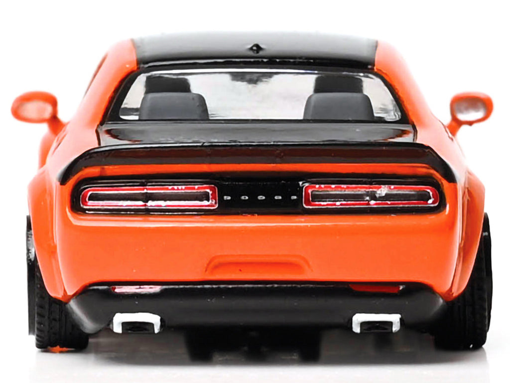 2018 Dodge Challenger SRT Hellcat Go Mango Orange with Matt Black Hood and Top 1/64 Diecast Model Car by IXO Models - image 5