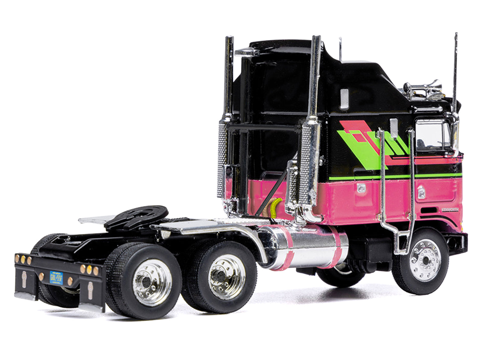 1976 Kenworth K100 Aerodyne Truck Tractor Black and Pink with Graphics 1/64 Diecast Model by IXO Models - image 2