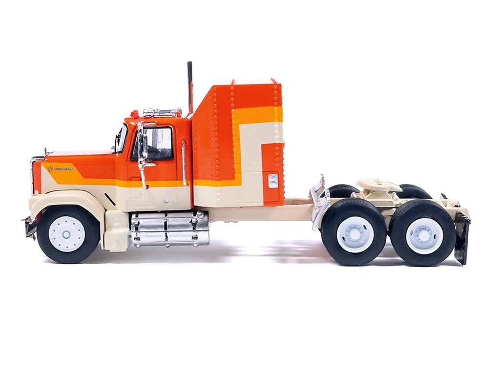1980 GMC General Truck Tractor Orange with Stripes 1/64 Diecast Model Car by IXO Models