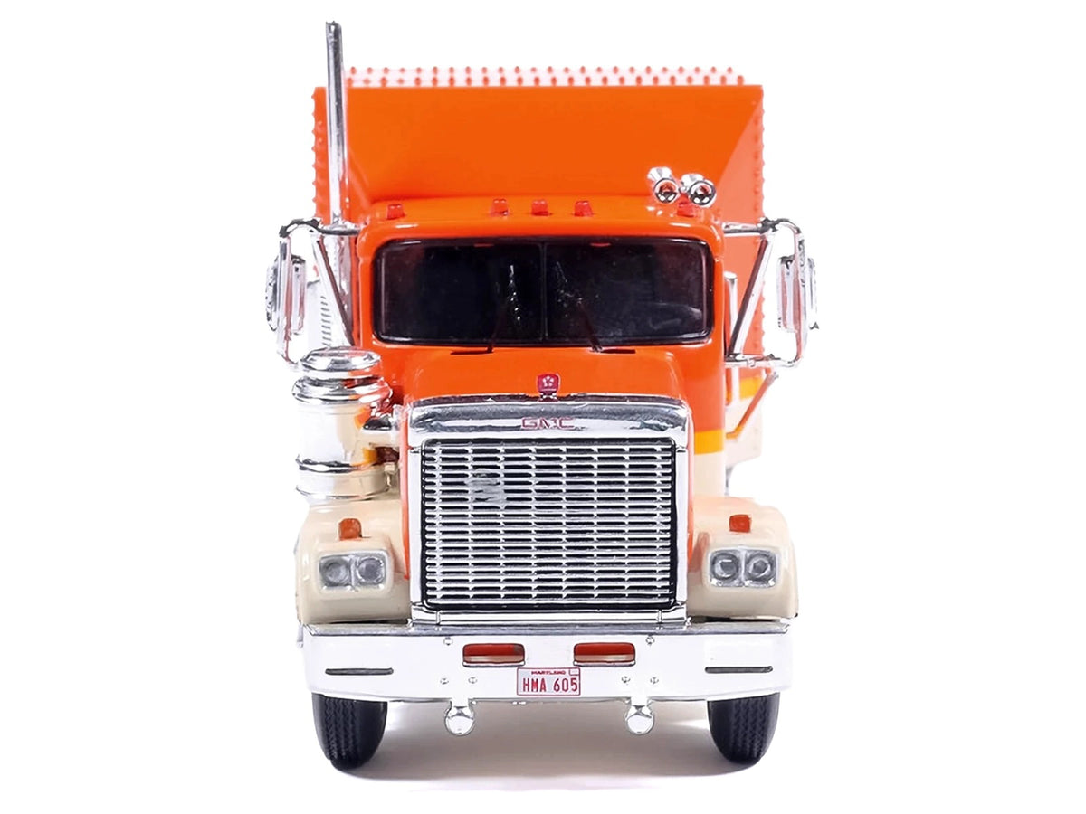 1980 GMC General Truck Tractor Orange with Stripes 1/64 Diecast Model Car by IXO Models