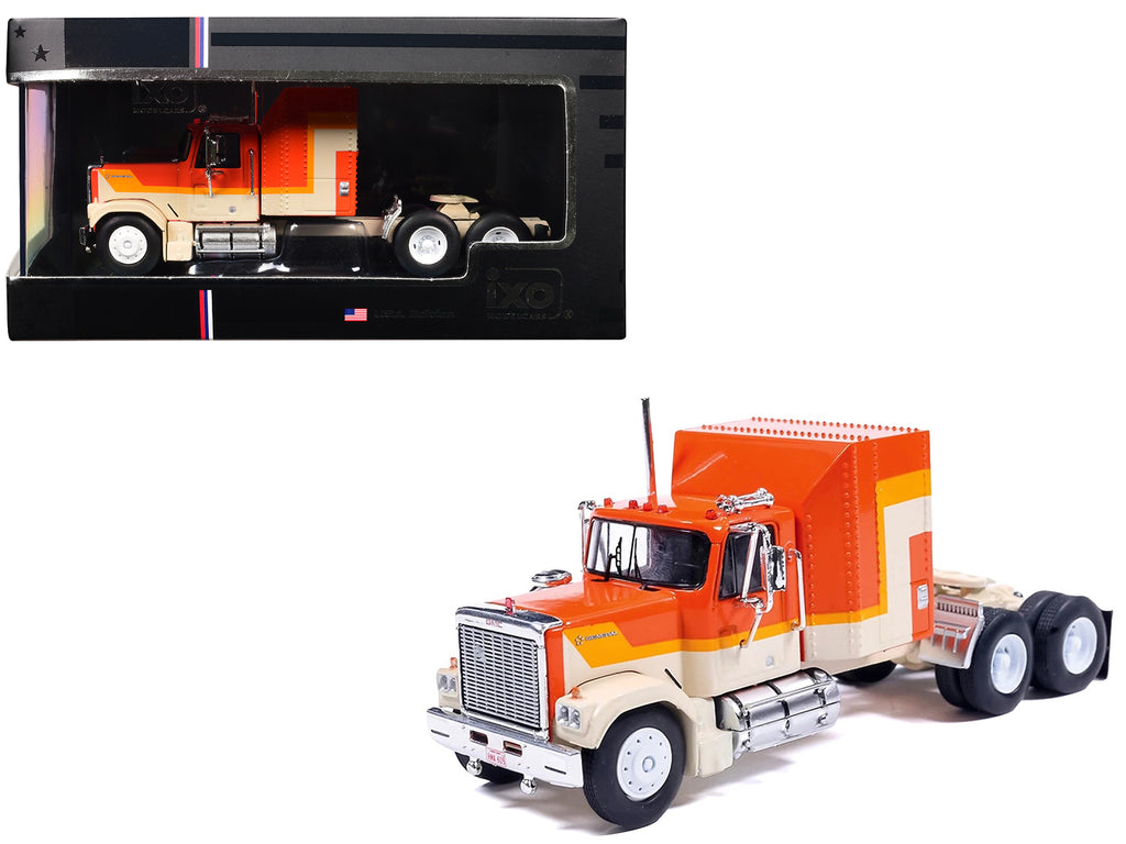 1980 GMC General Truck Tractor Orange with Stripes 1/64 Diecast Model Car by IXO Models