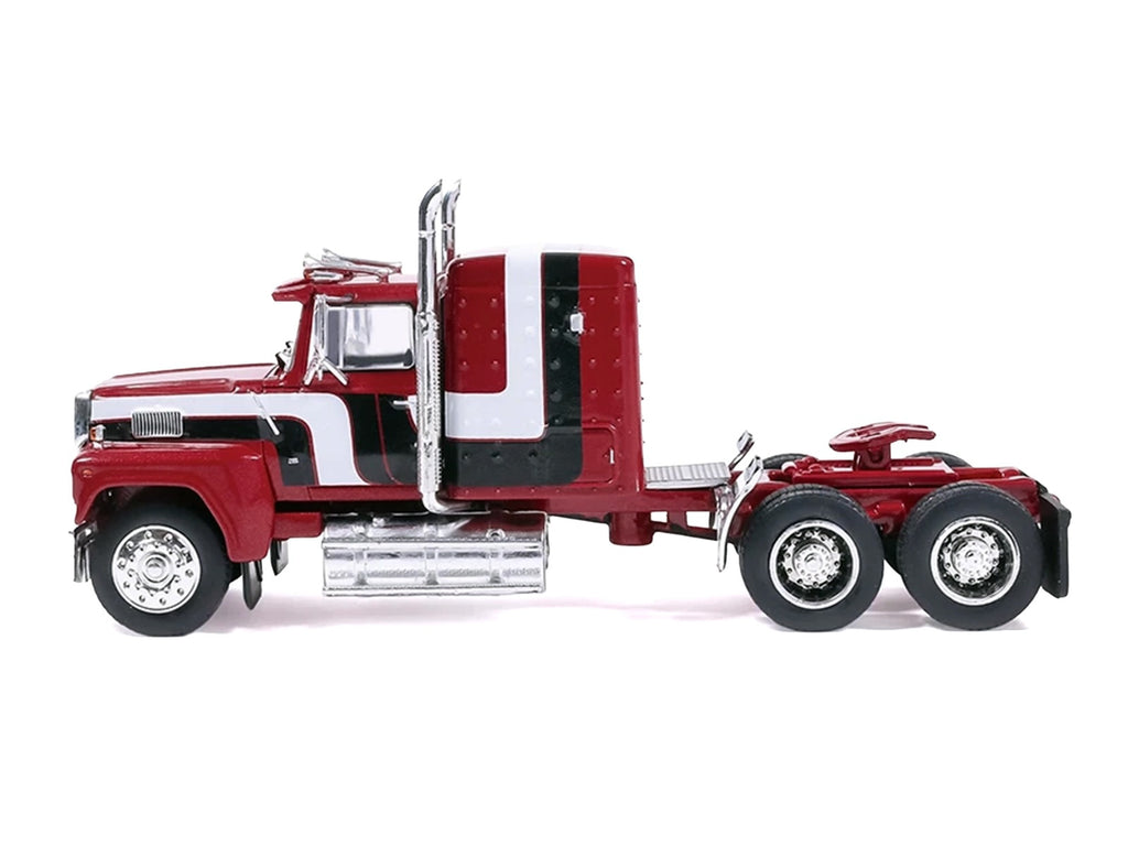 1978 Ford LTL-9000 Truck Tractor Red Metallic with Stripes 1/64 Diecast Model Car by IXO Models