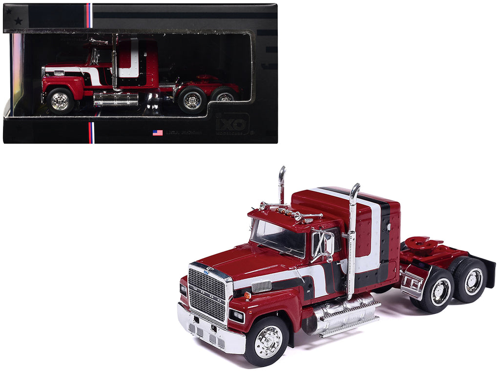 1978 Ford LTL-9000 Truck Tractor Red Metallic with Stripes 1/64 Diecast Model Car by IXO Models