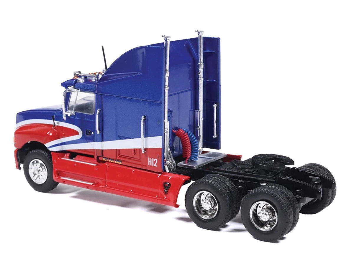 1990 Ford Aeromax Truck Tractor Blue Metallic and Red with White Stripes 1/64 Diecast Model Car by IXO Models