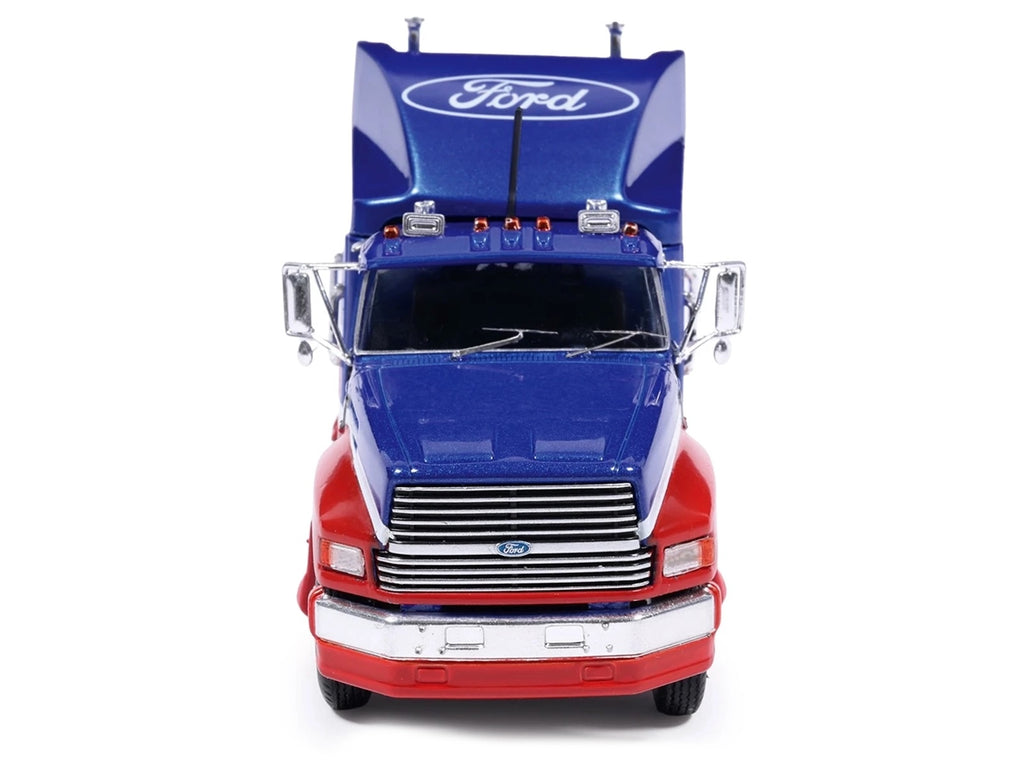 1990 Ford Aeromax Truck Tractor Blue Metallic and Red with White Stripes 1/64 Diecast Model Car by IXO Models
