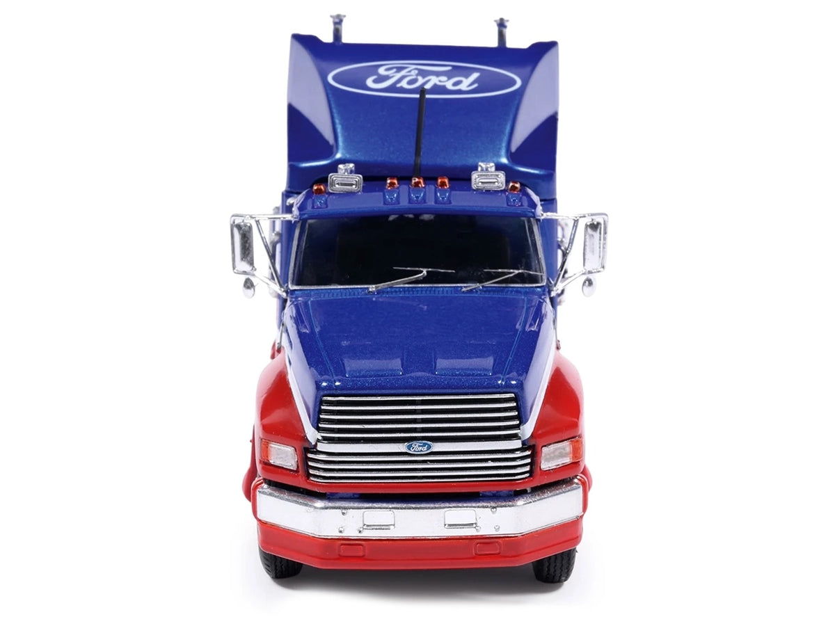 1990 Ford Aeromax Truck Tractor Blue Metallic and Red with White Stripes 1/64 Diecast Model Car by IXO Models