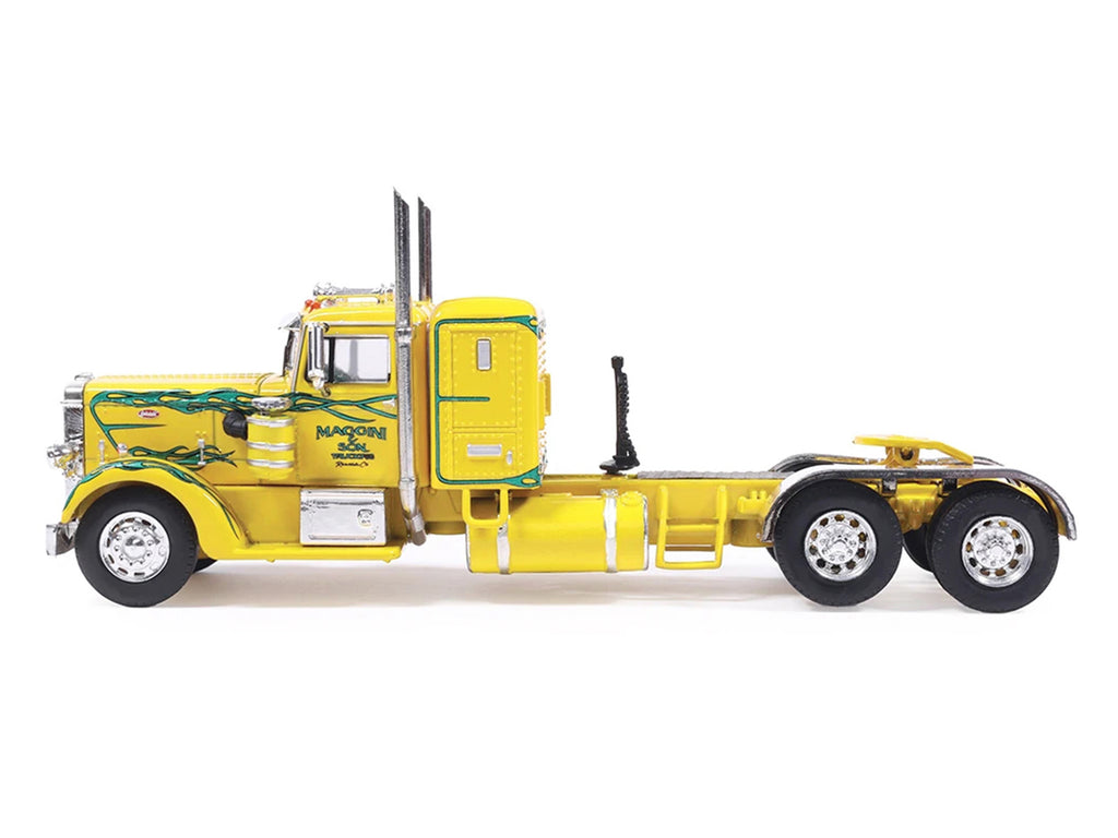 1952 Peterbilt 350 Truck Tractor "Maggini & Son Trucking" Yellow with Green Flames 1/64 Diecast Model Car by IXO Models - image 2