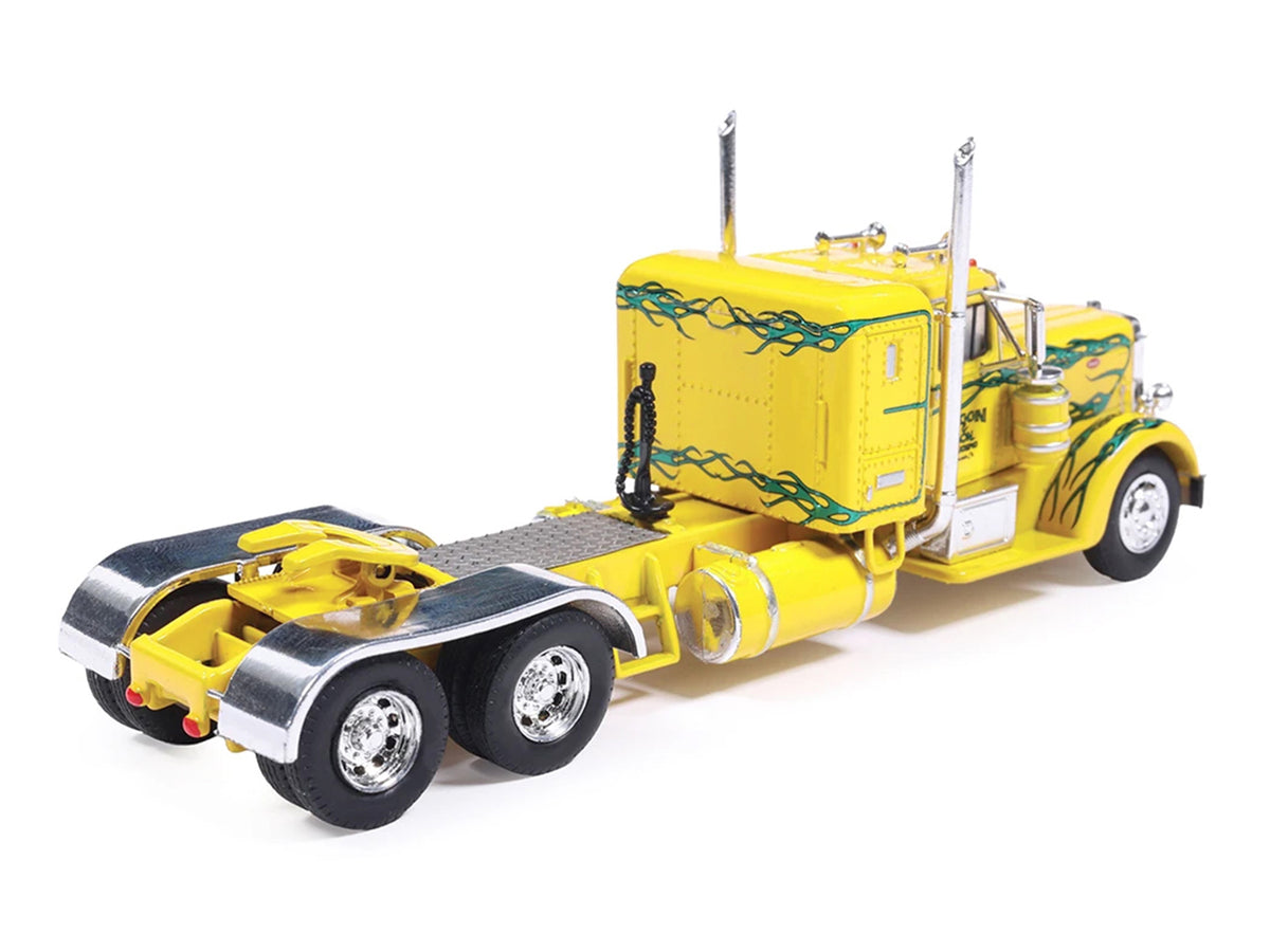 1952 Peterbilt 350 Truck Tractor "Maggini & Son Trucking" Yellow with Green Flames 1/64 Diecast Model Car by IXO Models - image 3