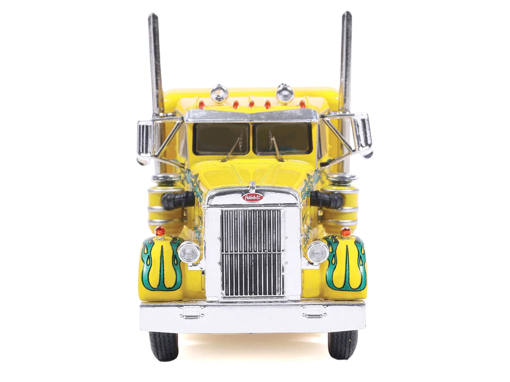 1952 Peterbilt 350 Truck Tractor "Maggini & Son Trucking" Yellow with Green Flames 1/64 Diecast Model Car by IXO Models - image 4