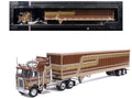 1976 Kenworth K100 Aerodyne Truck with Modern Trailer Brown with Tan and Gold Stripes 1/64 Diecast Model Car by IXO Models