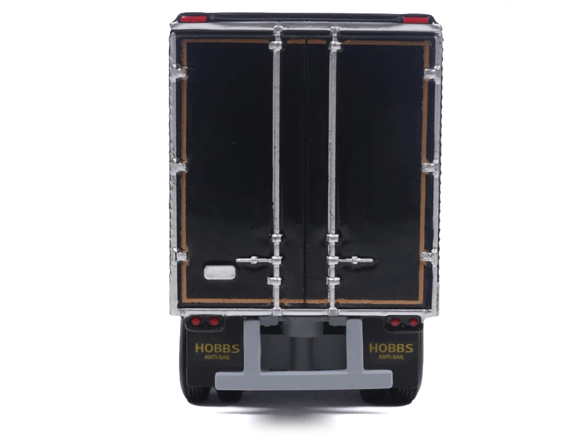 Kenworth W900 Truck with Refrigerated Trailer Black with Tan Stripes and Trailer Graphics 1/64 Diecast Model Car by IXO Models - image 5