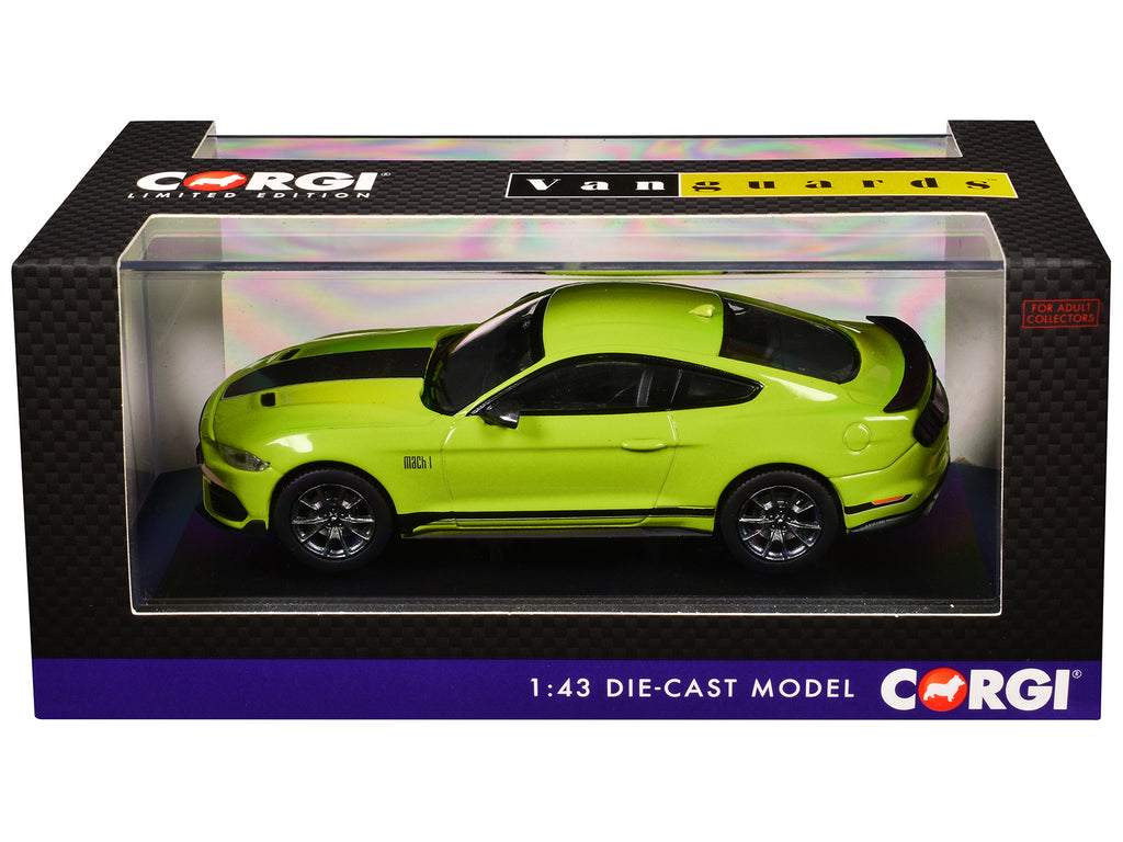 Ford Mustang Mk6 Mach 1 RHD (Right Hand Drive) Grabber Yellow with Black Stripes "Vanguards" Series 1/43 Diecast Model Car by Corgi - image 3