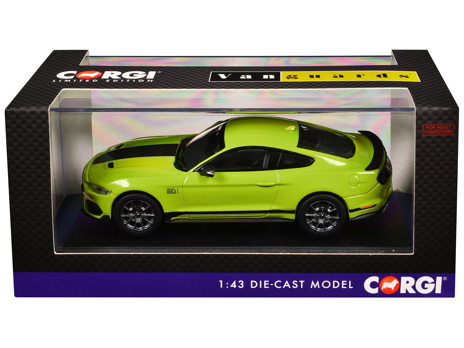 Ford Mustang Mk6 Mach 1 RHD (Right Hand Drive) Grabber Yellow with Black Stripes "Vanguards" Series 1/43 Diecast Model Car by Corgi - image 3