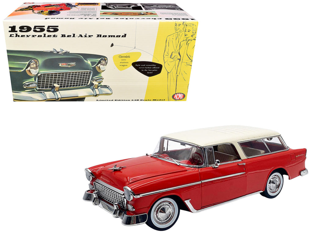 1955 Chevrolet Bel Air Nomad Red with Cream Top by ACME, 1:18 scale — photo 1