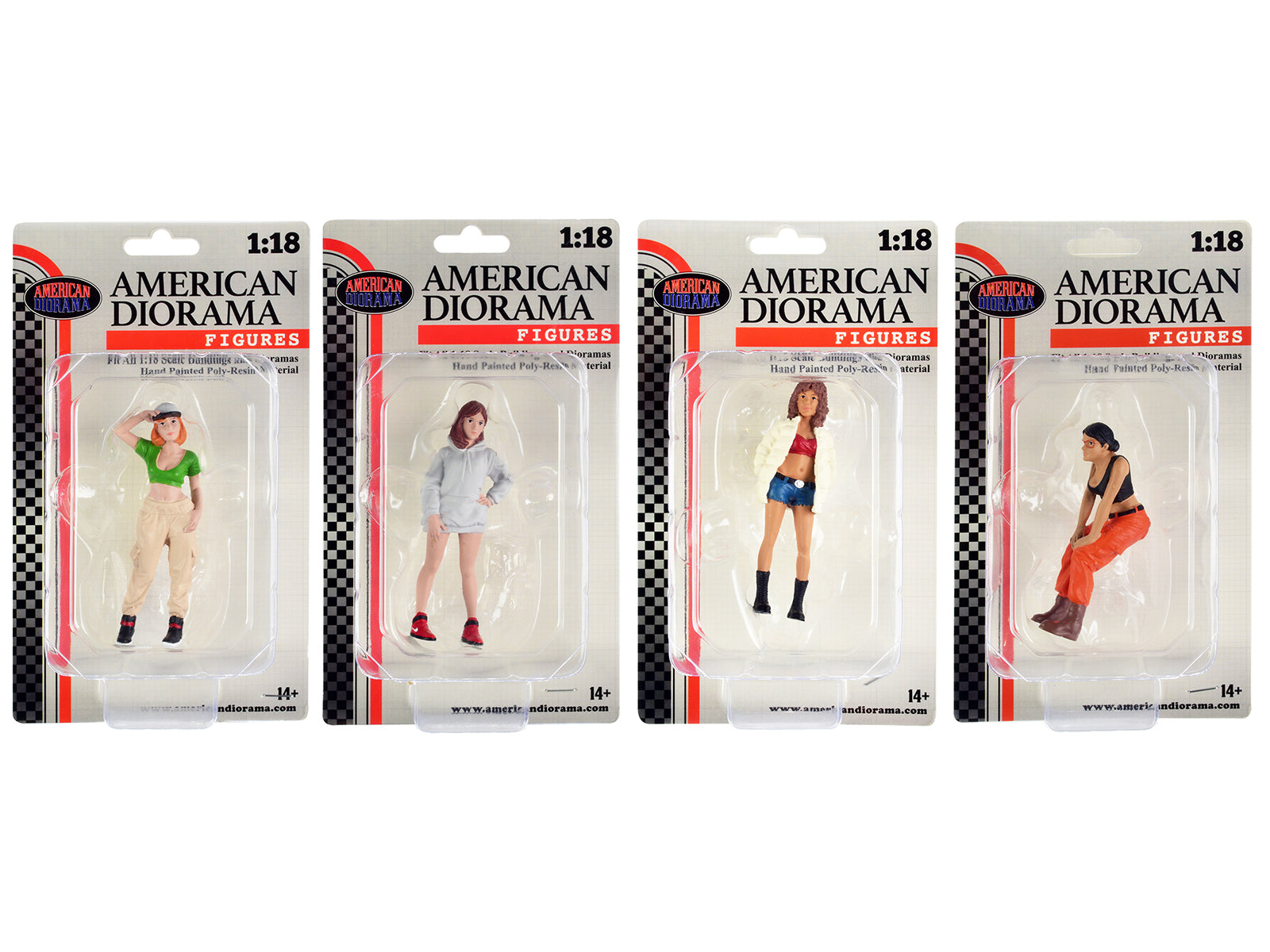 "Hip Hop Girls" 4 Piece Figure Set for 1/18 Scale Models by American Diorama - image 6
