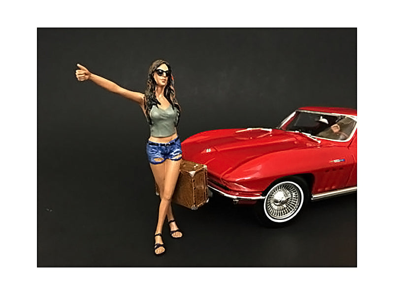 Hitchhiker 2 piece Figurine Set (Green Shirt) for 1/24 Scale Models by American Diorama - image 2