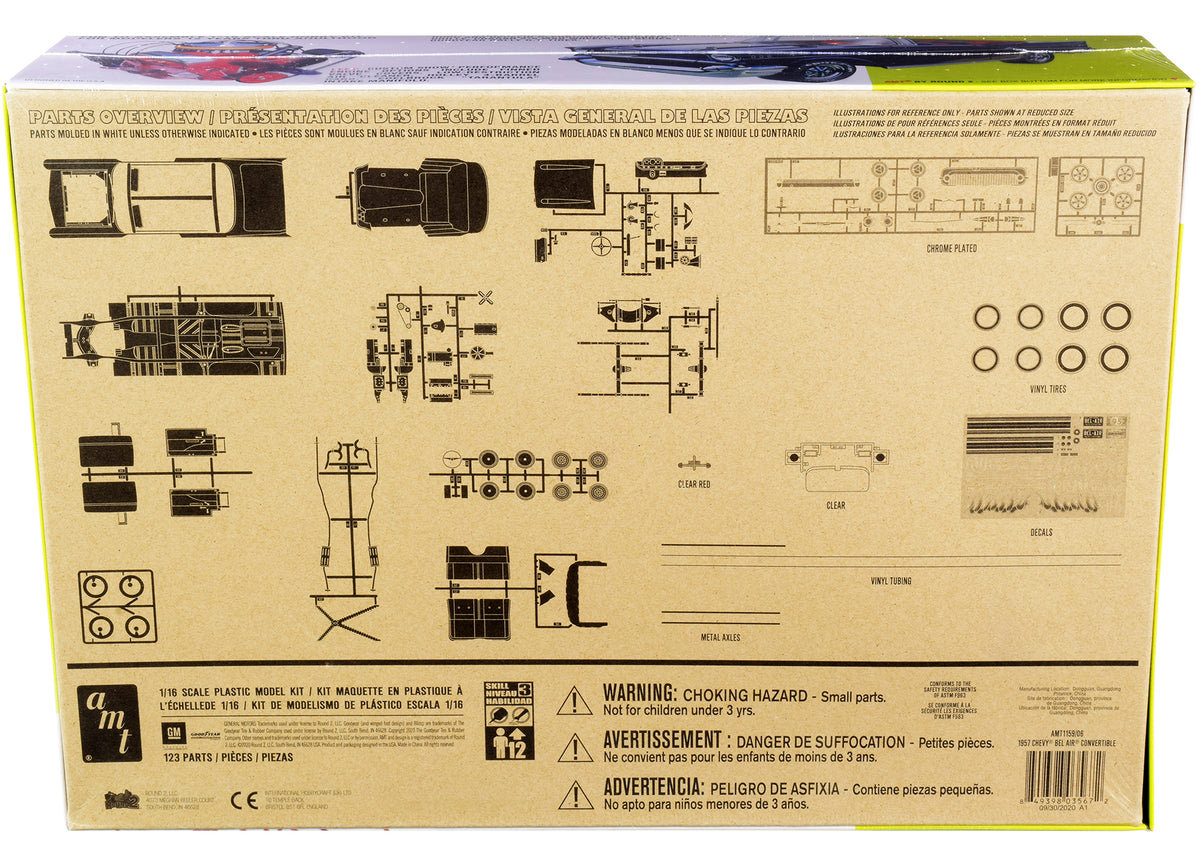 Skill 3 Model Kit 1957 Chevrolet Bel Air Convertible 2-in-1 Kit 1/16 Scale Model by AMT - image 4
