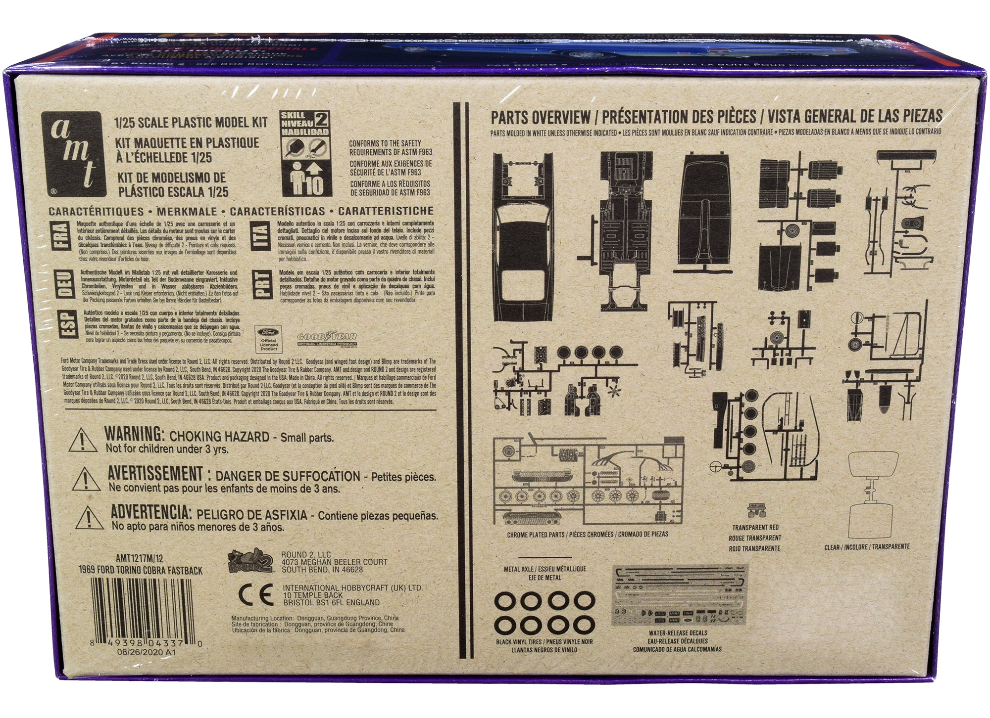 Skill 2 Model Kit 1969 Ford Torino Cobra Fastback 3-in-1 Kit 1/25 Scale Model by AMT - image 4