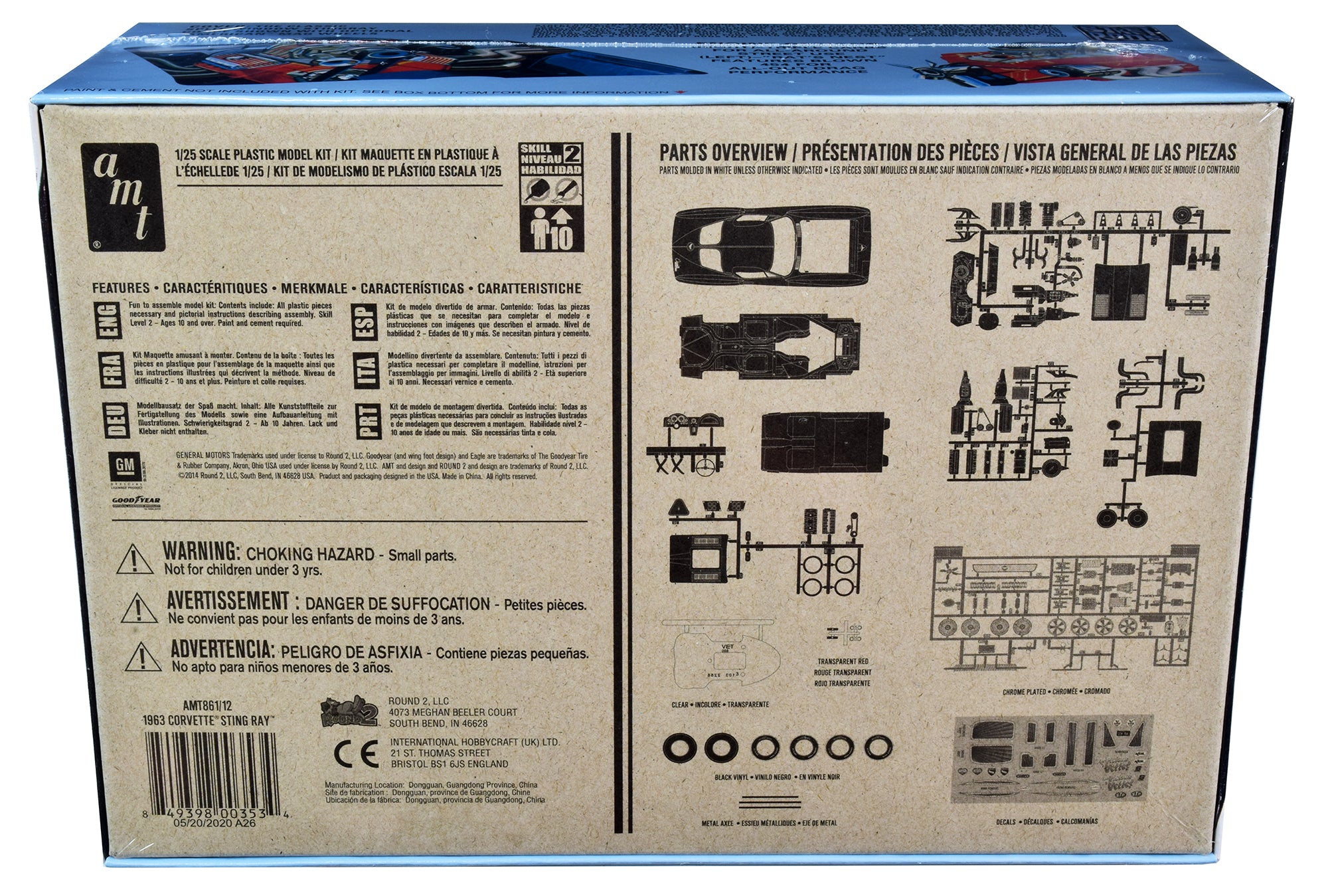 Skill 2 Model Kit 1963 Chevrolet Corvette Stingray 1/25 Scale Model by AMT - image 4