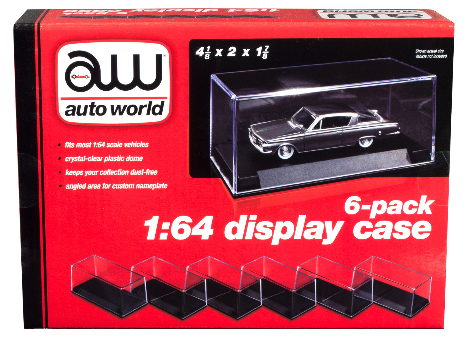 6 Collectible Display Show Cases for 1/64 Scale Model Cars by Auto World - image 2