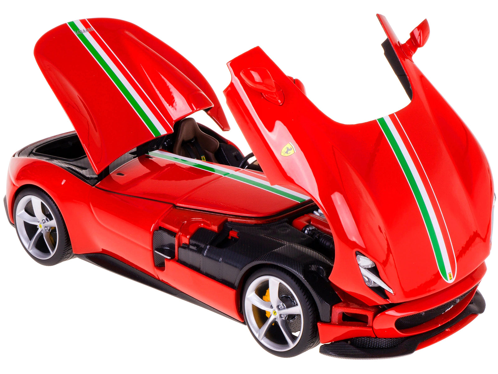 Ferrari Monza SP1 Red with Italian Flag Stripes "Signature Series" 1/18 Diecast Model Car by Bburago - image 2