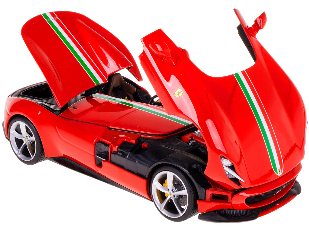 Ferrari Monza SP1 Red with Italian Flag Stripes "Signature Series" 1/18 Diecast Model Car by Bburago - image 2