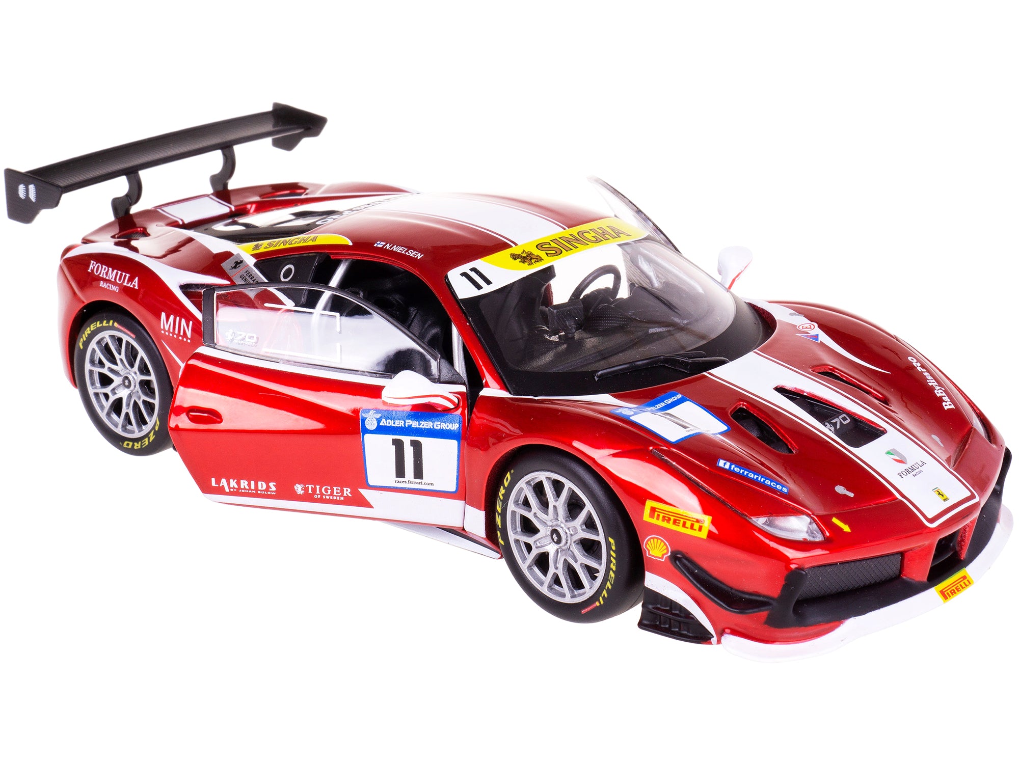 Ferrari 488 Challenge #11 Candy Red with White Stripes "Ferrari Racing" 1/24 Diecast Model Car by Bburago - image 3