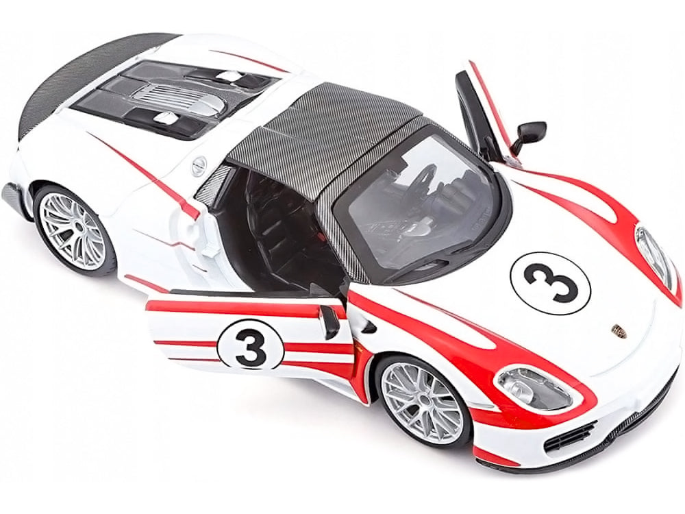 Porsche 918 Spyder Weissach #3 White 1/24 Diecast Model Car by Bburago - image 2