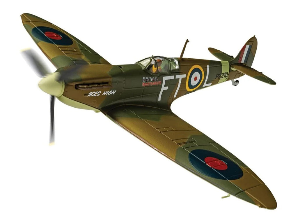 Supermarine Spitfire Mk.II Fighter Aircraft "Iron Maiden 'Aces High'" Green Camouflage with Graphics 1/72 Diecast Model by Corgi - image 2
