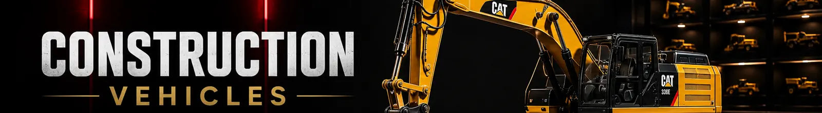 Construction Vehicles collector garage with excavator and diecast construction models