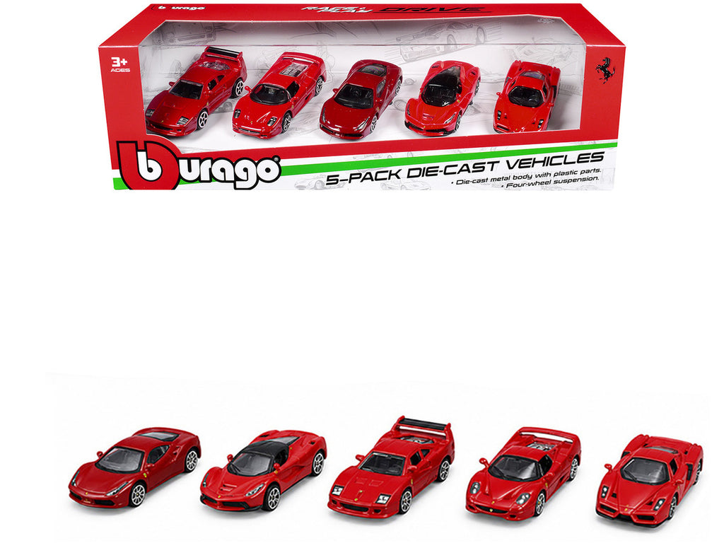 Ferrari Set of 5 Pieces "Race + Play" Series 1/64 Diecast Model Cars by Bburago — photo 1