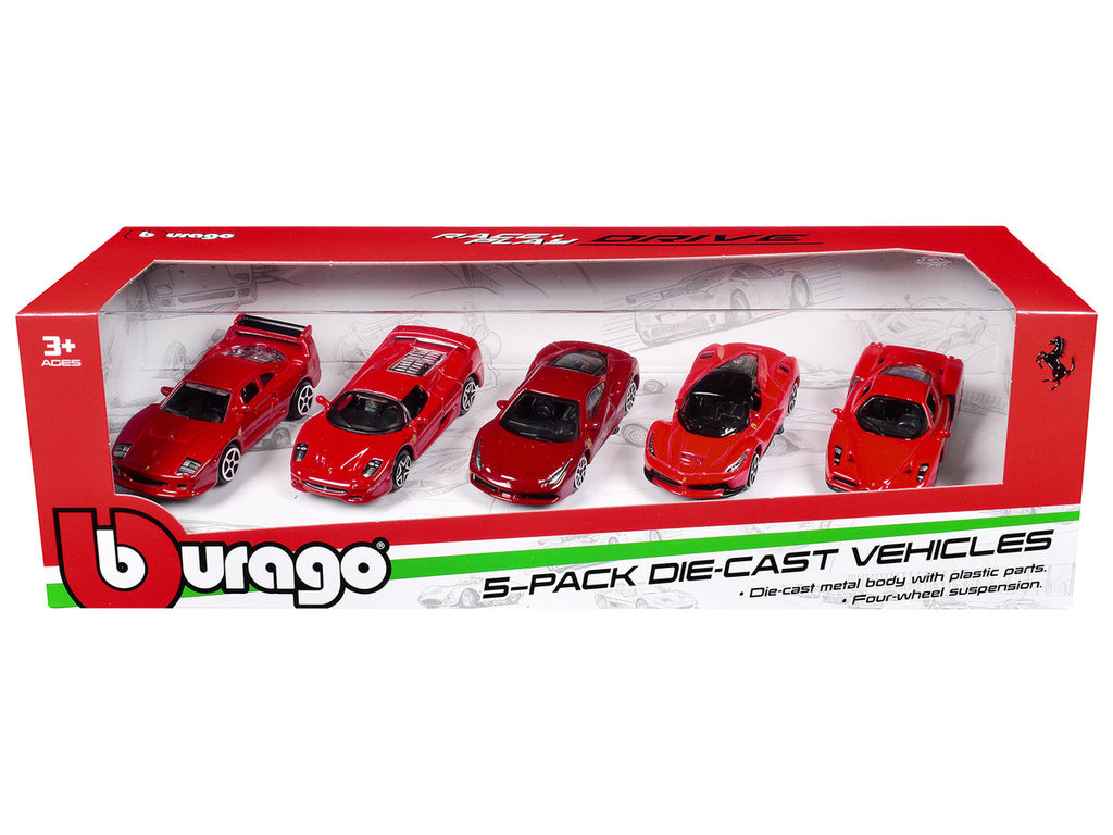 Ferrari Set of 5 Pieces "Race + Play" Series 1/64 Diecast Model Cars by Bburago — photo 3