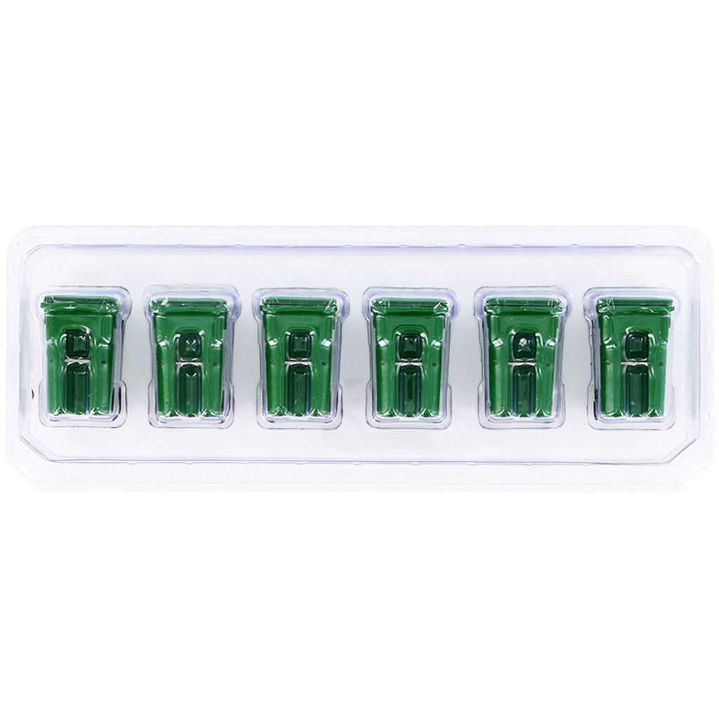 Set of 6 Green Garbage Trash Bin Containers Replica 1/34 Models by First Gear - image 2